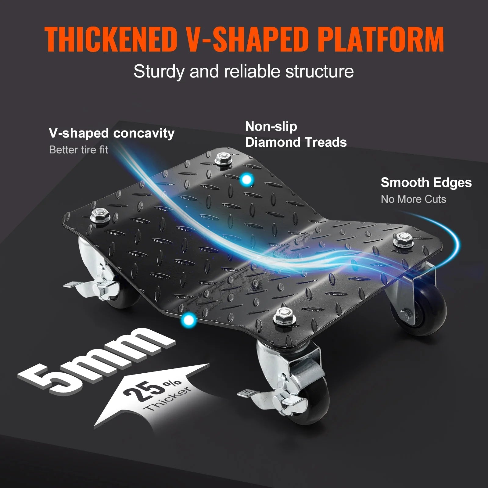 Car Dolly Wheel 4 PCS 6000Lb Steel Tire Dolly Heavy Duty Skate Auto Repair Dolly Each for 1500Lb