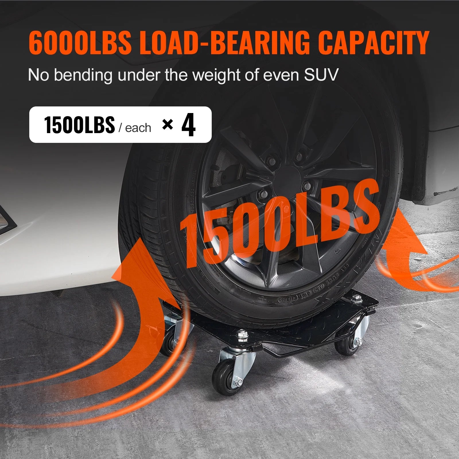 Car Dolly Wheel 4 PCS 6000Lb Steel Tire Dolly Heavy Duty Skate Auto Repair Dolly Each for 1500Lb