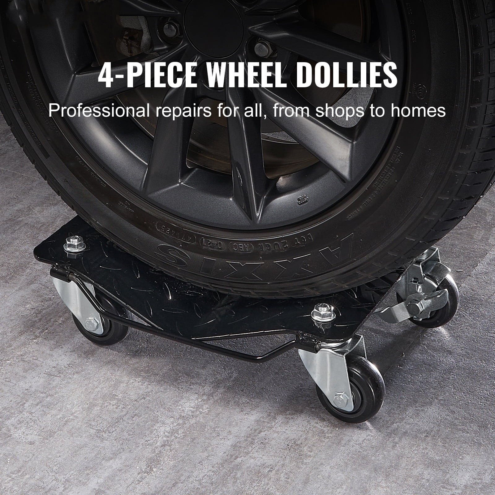 Car Dolly Wheel 4 PCS 6000Lb Steel Tire Dolly Heavy Duty Skate Auto Repair Dolly Each for 1500Lb